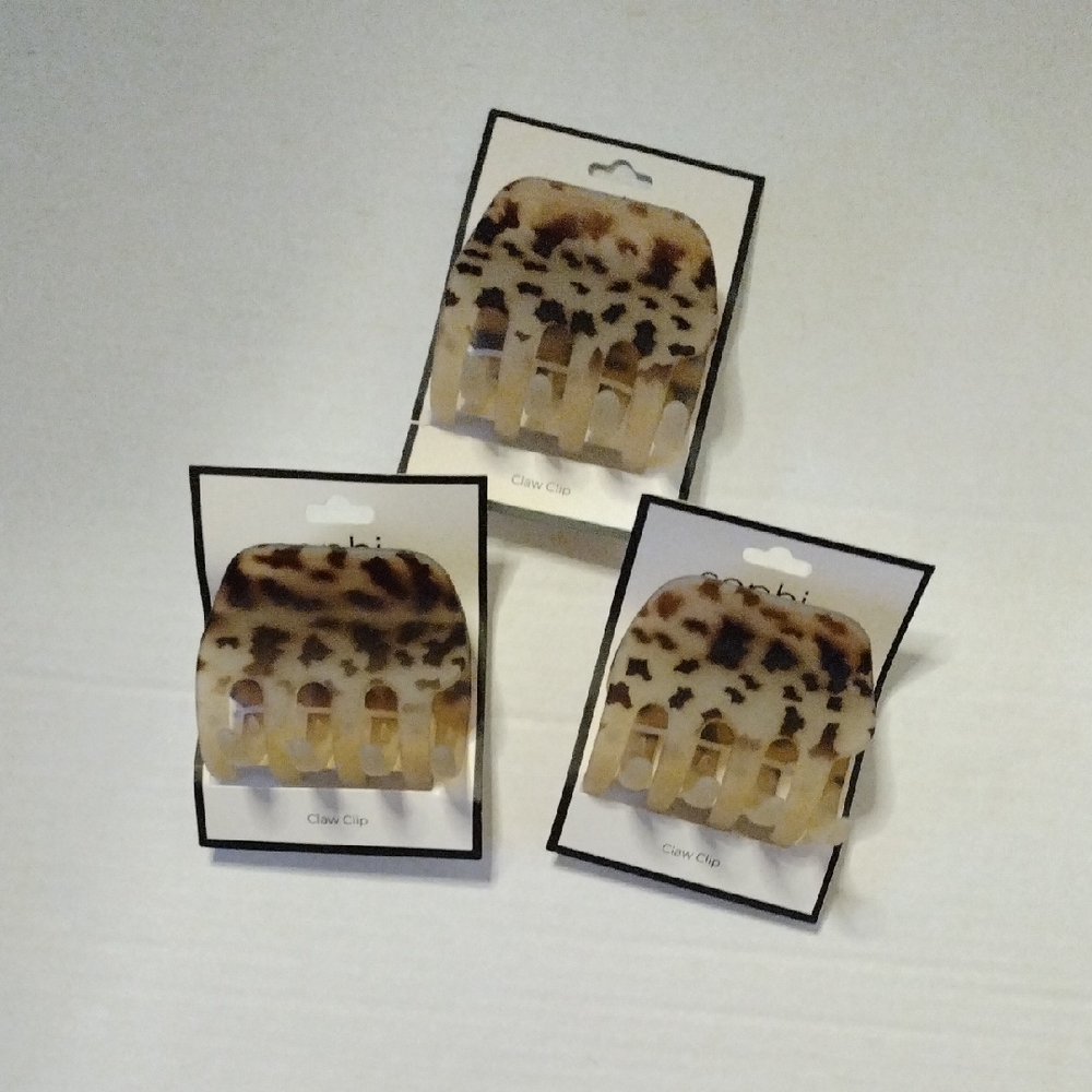 Brown and Tan Animal Print Hair Clips